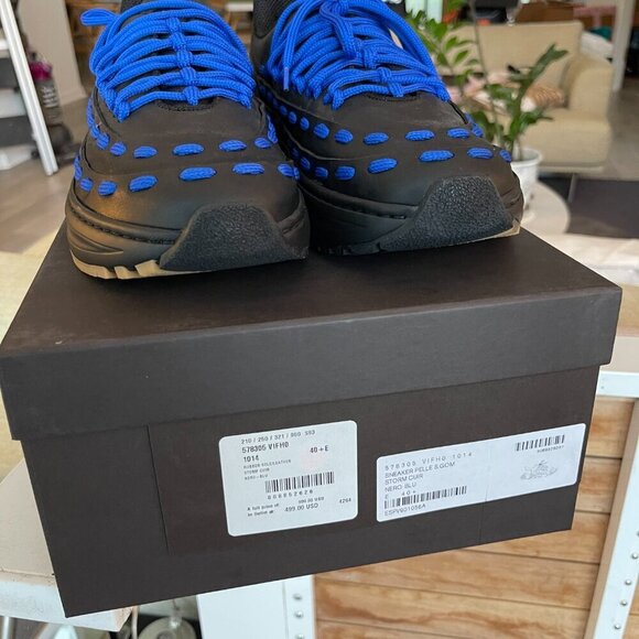 Bottega Veneta Mens Leather Black/Blue Speedster Sneakers 578305, 40.5, 42 - Picture 13 of 14